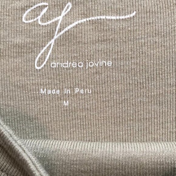 Andrea Jovine, Light Olive Green, 3/4 Sleeve, Boat Neck, Jersey, Size: Medium - Picture 3 of 6